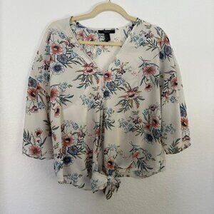 Floral Ruffle Camisole Size S - Tie Strap V-Neck Summer Top - Boho Style